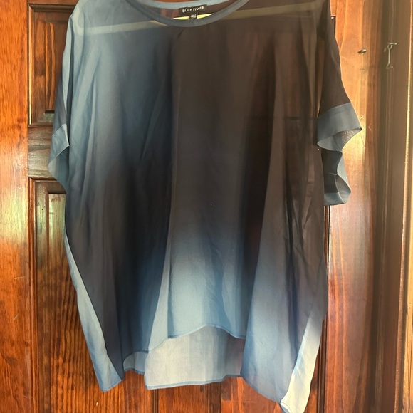 Eileen Fisher Sheer Blue Top - Picture 1 of 4